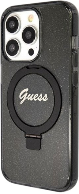 Панель Guess Ring Stand Script Glitter MagSafe для Apple iPhone 13/13 Pro Black (3666339156268) - зображення 3