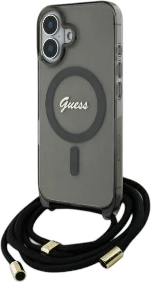 Etui Guess Crossbody Cord Script MagSafe do Apple iPhone 16 Black (GUHMP16SHCTSGNSK) - obraz 2