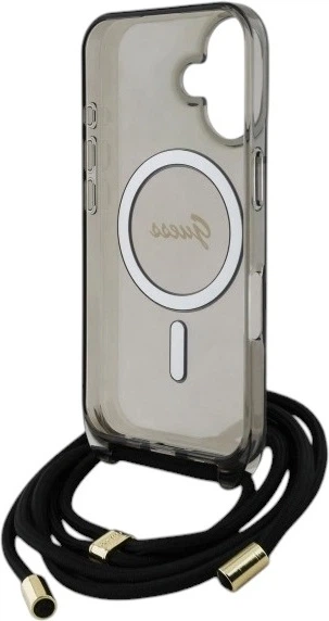 Etui Guess Crossbody Cord Script MagSafe do Apple iPhone 16 Black (GUHMP16SHCTSGNSK) - obraz 6