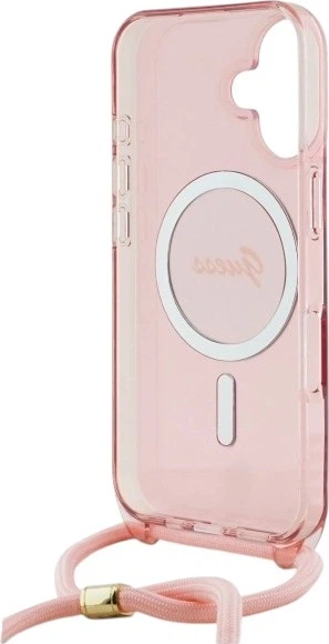 Etui Guess Crossbody Cord Script MagSafe do Apple iPhone 16 Pink (GUHMP16SHCTSGNSP) - obraz 6