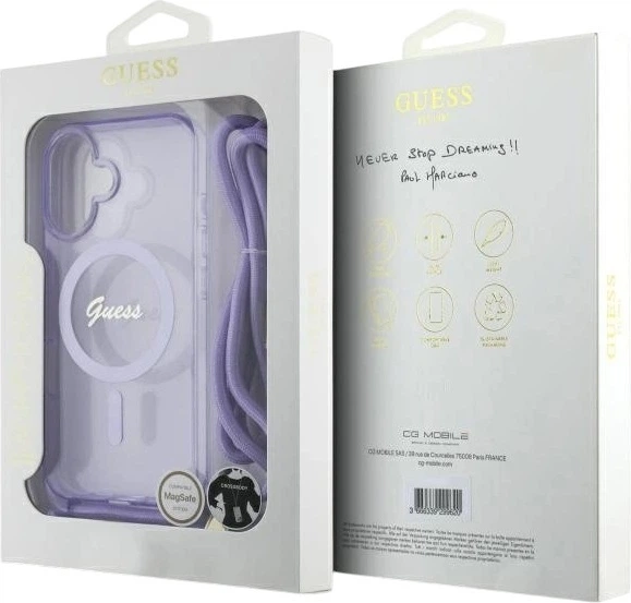 Etui Guess Crossbody Cord Script MagSafe do Apple iPhone 16 Purple (GUHMP16SHCTSGNSU) - obraz 7