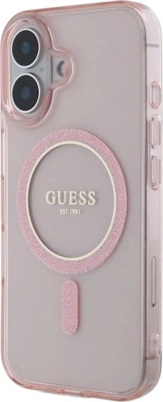 Etui Guess IML Glitter Circle MagSafe do Apple iPhone 16 Pink (GUHMP16SHFGEREP) - obraz 3