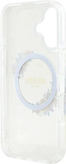 Etui Guess IML Flowers Wreath MagSafe do Apple iPhone 16 Transparent (GUHMP16SHFWFCT) - obraz 7