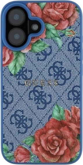 Панель Guess 4G Flowers Print MagSafe для Apple iPhone 16 Blue (GUHMP16SP4ROPEMCB) - зображення 2