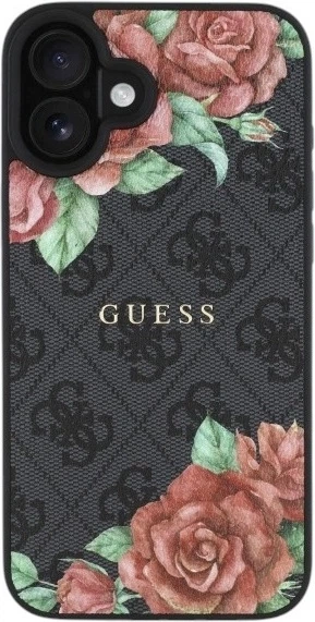 Etui Guess 4G Flowers Print MagSafe do Apple iPhone 16 Black (GUHMP16SP4ROPEMCK) - obraz 2