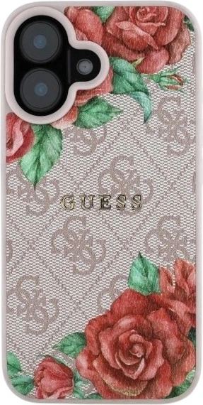 Etui Guess 4G Flowers Print MagSafe do Apple iPhone 16 Pink (GUHMP16SP4ROPEMCP) - obraz 2