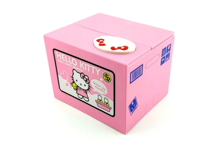 Интерактивная копилка Hello Kitty Piggy Bank розовая + милый медвежонок + звук при добавлении монеты - изображение 2