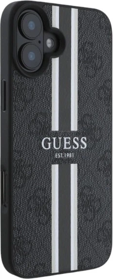 Etui Guess 4G Printed Stripes MagSafe do Apple iPhone 16 Black (GUHMP16SP4RPSK) - obraz 4