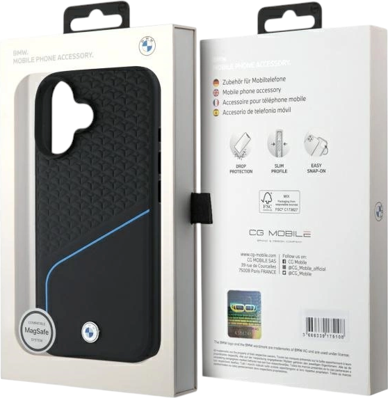 Etui plecki BMW Sign Leather Textured And Line MagSafe do Apple iPhone 16 Black (BMHMP16S23RDCLK) - obraz 8