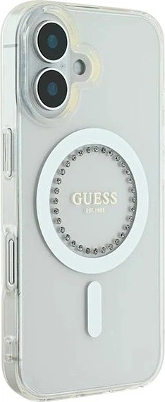 Etui Guess IML Rhinestones MagSafe do Apple iPhone 16 White (GUHMP16SPFTDTEH) - obraz 4
