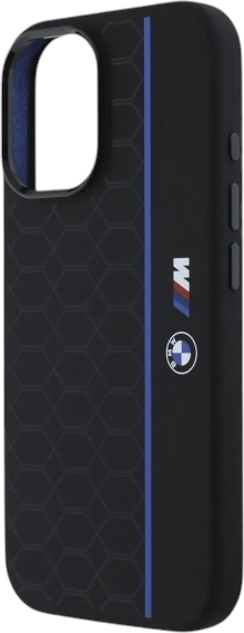 Etui plecki BMW Silicone Hexagon Blue Line MagSafe do Apple iPhone 16 Black (BMHMP16S23SHEB) - obraz 6