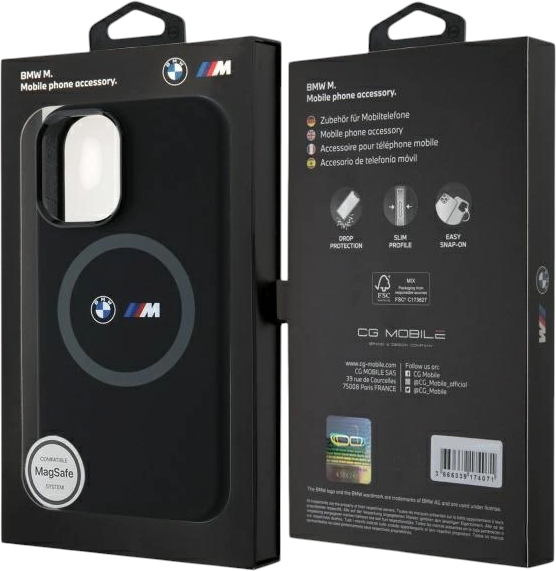 Etui plecki BMW M Silicone Printed Ring MagSafe do Apple iPhone 16 Black (BMHMP16S23SROK) - obraz 8