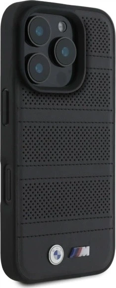 Etui plecki BMW Perforated And Stitched Line MagSafe do Apple iPhone 16 Pro Max Black (BMHMP16X23PUSPK) - obraz 4