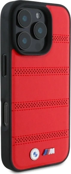 Etui plecki BMW Perforated And Stitched Line MagSafe do Apple iPhone 16 Pro Max Red (BMHMP16X23PUSPR) - obraz 3