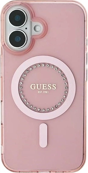 Etui Guess IML Rhinestones MagSafe do Apple iPhone 16 Pink (GUHMP16SPFTDTEP) - obraz 2