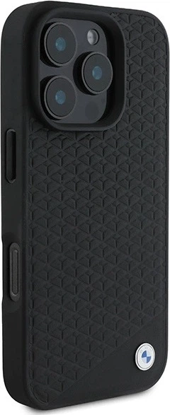 Etui plecki BMW Signature Leather Diamond Metal Logo MagSafe do Apple iPhone 16 Pro Max Black (BMHMP16X23RDDK) - obraz 4