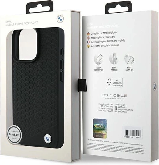 Etui plecki BMW Signature Leather Diamond Metal Logo MagSafe do Apple iPhone 16 Pro Max Black (BMHMP16X23RDDK) - obraz 8