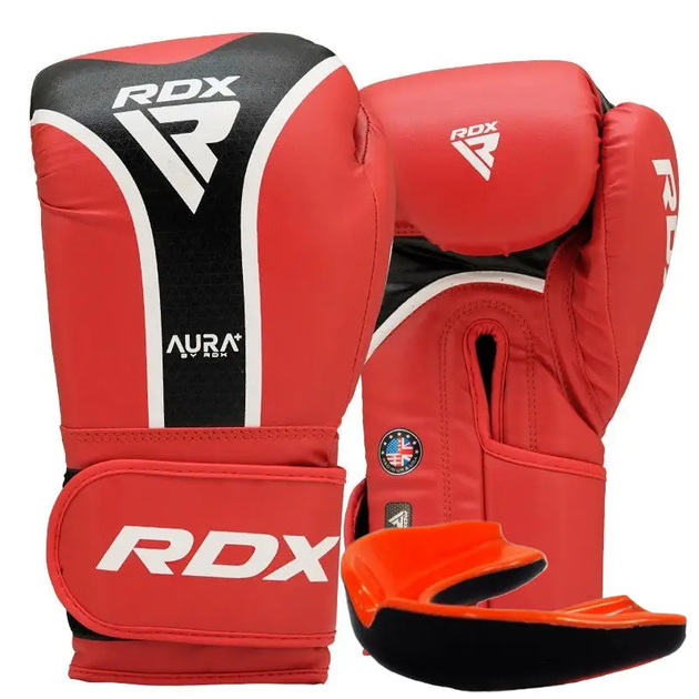 Рукавички боксерські з капою RDX AURA PLUS T-17 розмір 16 унцій, чорно-червоні - изображение 2