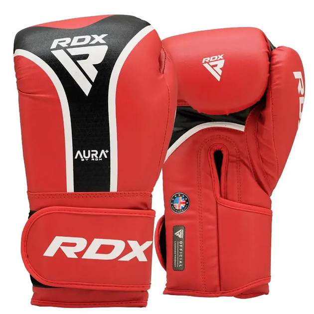 Рукавички боксерські з капою RDX AURA PLUS T-17 розмір 16 унцій, чорно-червоні - изображение 8