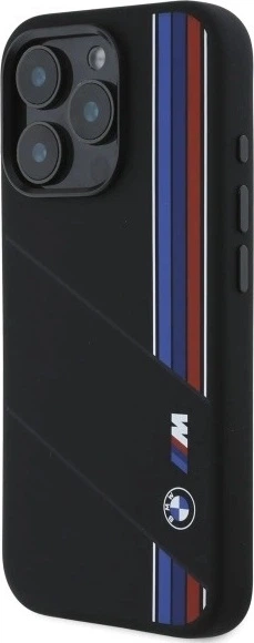 Etui plecki BMW Silicone Cut Tricolor Lines MagSafe do Apple iPhone 16 Pro Max Black (BMHMP16X23SCUK) - obraz 2