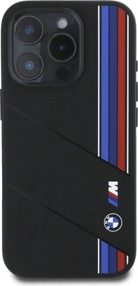 Etui plecki BMW Silicone Cut Tricolor Lines MagSafe do Apple iPhone 16 Pro Max Black (BMHMP16X23SCUK) - obraz 3