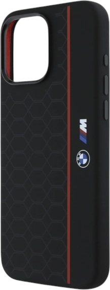Etui plecki BMW Silicone Hexagon Red Line MagSafe do Apple iPhone 16 Pro Max Black (BMHMP16X23SHER) - obraz 6