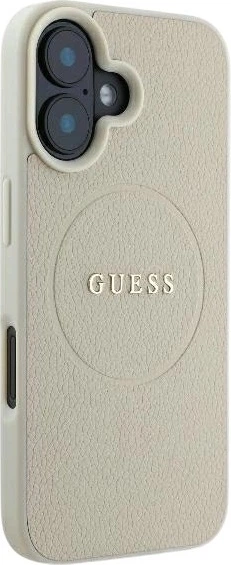 Etui Guess Grained Ring MagSafe do Apple iPhone 16 Beige (GUHMP16SPGHSMME) - obraz 4