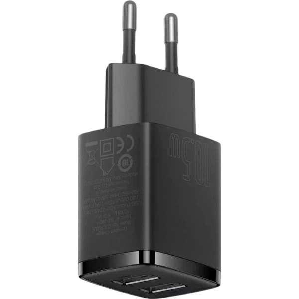Мережевий зарядний пристрій Baseus Compact Charger 2U 10.5W EU Black (CCXJ010201) (518) - Фото 5 Мережевий зарядний пристрій Baseus Compact Charger 2U 10.5W EU Black (CCXJ010201) (518) - изображение 5