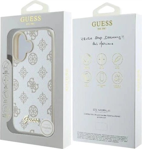 Etui Guess Peony Script Logo MagSafe do Apple iPhone 16 White (GUHMP16SPGPYSH) - obraz 8