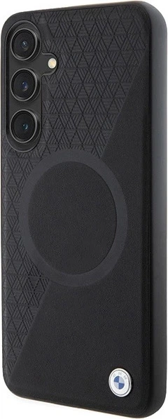 Etui plecki BMW Signature Leather Half Textured & Circle MagSafe do Samsung Galaxy S24 Plus Black (BMHMS24M23RTPK) - obraz 2