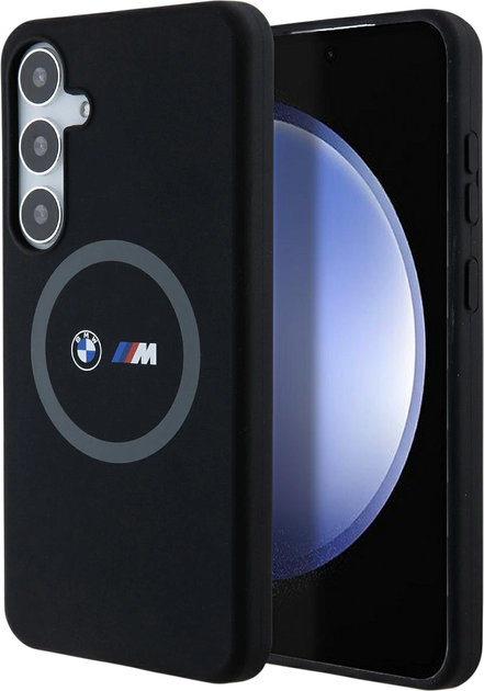 Etui plecki BMW M Silicone Printed Ring MagSafe do Samsung Galaxy S24 Plus Black (BMHMS24M23SROK) - obraz 1