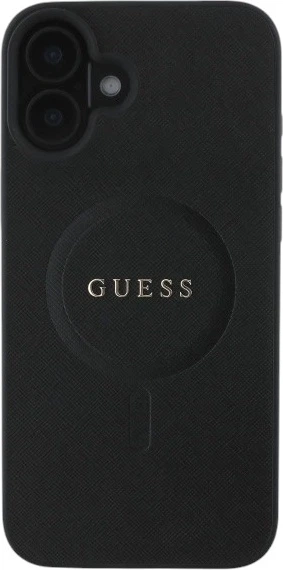 Etui Guess Saffiano Classic Logo MagSafe do Apple iPhone 16 Black (GUHMP16SPSAHMCK) - obraz 2