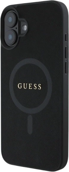 Etui Guess Saffiano Classic Logo MagSafe do Apple iPhone 16 Black (GUHMP16SPSAHMCK) - obraz 3