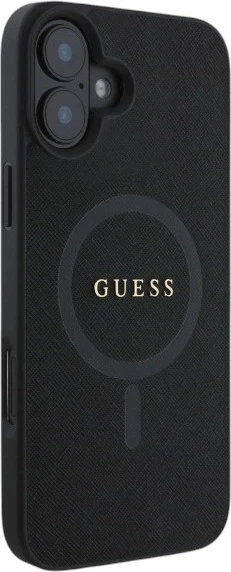 Etui Guess Saffiano Classic Logo MagSafe do Apple iPhone 16 Black (GUHMP16SPSAHMCK) - obraz 4
