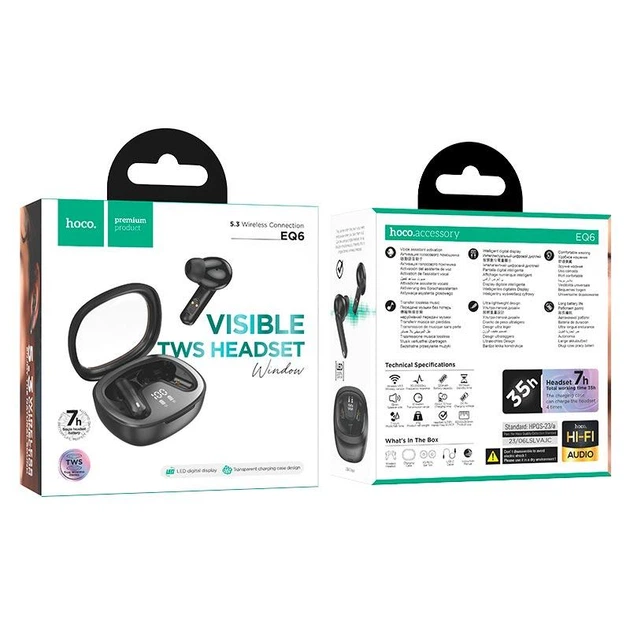 Наушники HOCO Shadow true wireless BT headset EQ6 |BT5.3, 40/320mAh, 7h| - изображение 2