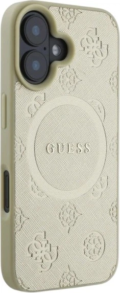 Etui Guess Saffiano Peony Classic Logo MagSafe do Apple iPhone 16 Gold (GUHMP16SPSAPSMED) - obraz 4
