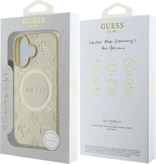 Etui Guess Saffiano Peony Classic Logo MagSafe do Apple iPhone 16 Gold (GUHMP16SPSAPSMED) - obraz 8