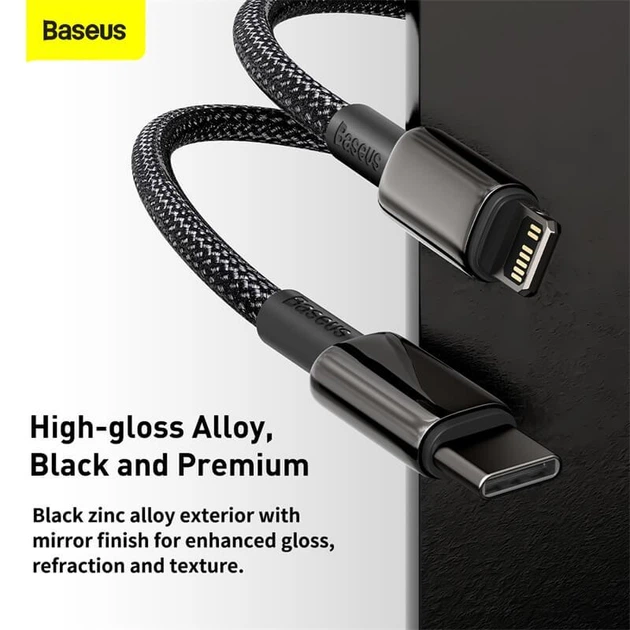 Кабель BASEUS Type-C to Lightning Tungsten Gold Fast Charging |2m, 20W, PD| (CATLWJ-A01) - изображение 3