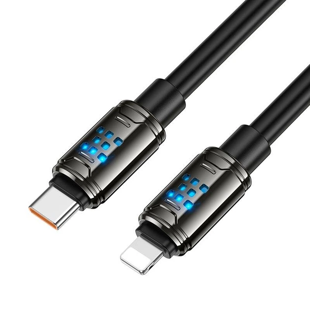 Кабель HOCO Type-C для Lightning Joy PD Charging Data Cable U143 USB-C to Lightning 1.2m 27W чорний - зображення 2