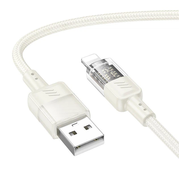 Кабель HOCO Lightning Spirit transparent charging data cable U129 |2.4A, 1.2M| - Фото 2 Кабель HOCO Lightning Spirit transparent charging data cable U129 |2.4A, 1.2M| - изображение 2