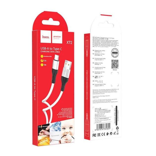 Кабель HOCO Type-C Creator silicone charging data cable X72 |1m, 3A| - Фото 2 Кабель HOCO Type-C Creator silicone charging data cable X72 |1m, 3A| - изображение 2