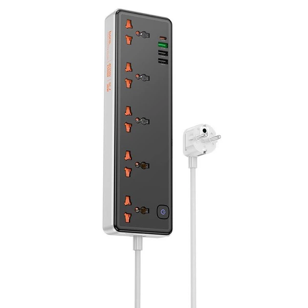 Сетевой удлинитель HOCO Rico 5-position socket AC14A| 3USB/1Type-C, PD/QC, 3A/30W| - изображение 2