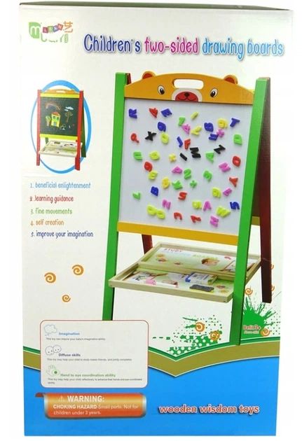 Tablica magnetyczna drewniana do rysowania LEAN Toys 2w1 Magnesy Pisak Liczby Działania Słowa (5904665990520) - obraz 1