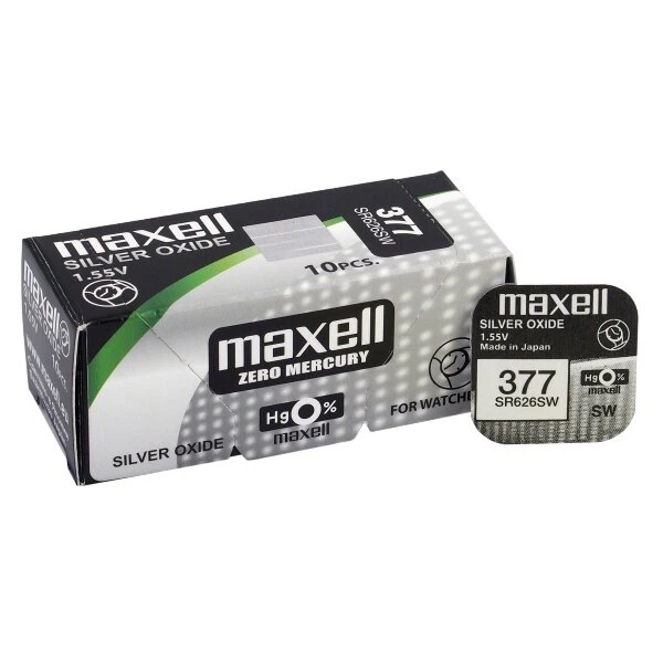 Батарейка SR626 (377) Maxell 1,55V silver oxide (1 шт.) - изображение 2