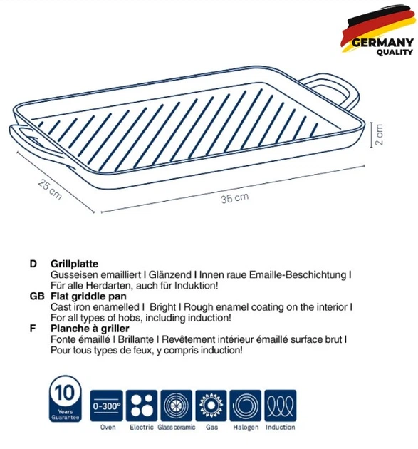 Patelnia grillowa Kela Calido żeliwna czerwona 35 x 25 cm (4025457119392)  - obraz 3