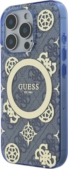 Etui Guess IML Peony On 4G Background MagSafe do Apple iPhone 16 Pro Max Blue (GUHMP16XH4PYEEB) - obraz 3