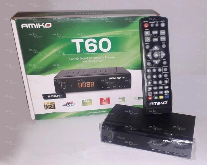 комплект T2 приемник +антенна с усилителем | Amiko T60 DVB-T2 + EUROSKY | усилитель (5V, 23db) + кабель 10 метров. LED дисплей, кнопки управления на передней панели, SCART, HDMI, USB - Фото 9 комплект T2 приемник +антенна с усилителем | Amiko T60 DVB-T2 + EUROSKY | усилитель (5V, 23db) + кабель 10 метров. LED дисплей, кнопки управления на передней панели, SCART, HDMI, USB - изображение 9