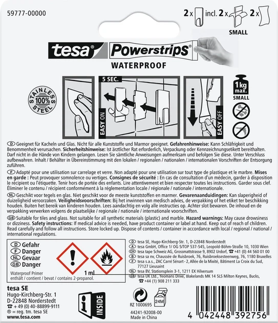 Водонепроникні гачки TESA Powerstrips металеві маленькі 2 шт. (59777-00000-00) - зображення 4