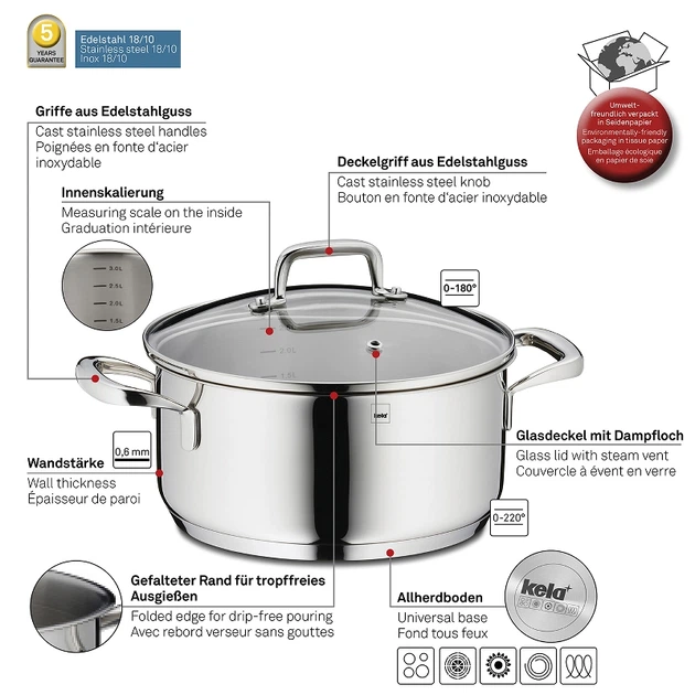 Каструля з кришкою Kela Flavoria 20 см 2.4 л (4025457101724) - зображення 4
