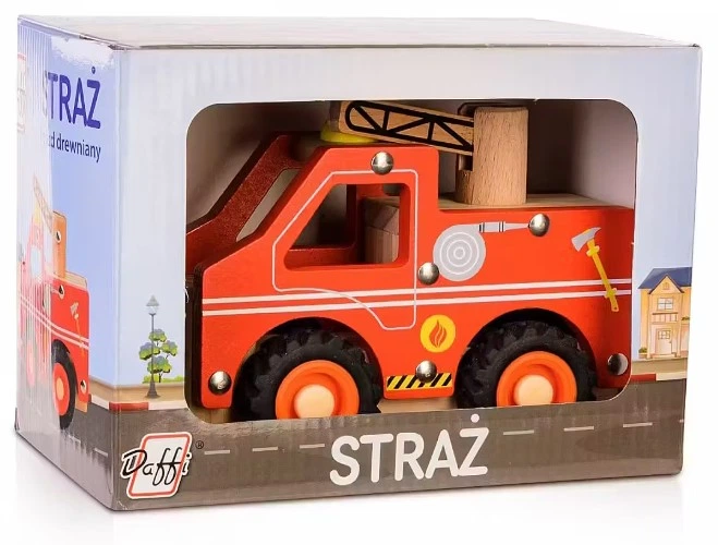 Автомобіль дерев'яний на колесах Platon Пожежна служба (5905422041387) - зображення 1